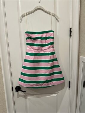 Women's Beatrix Striped Linen-Cotton Strapless Minidress